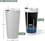 24” Tall Outdoor Planters Set of 2, Self Watering Flower Pots White Planters - Image 5