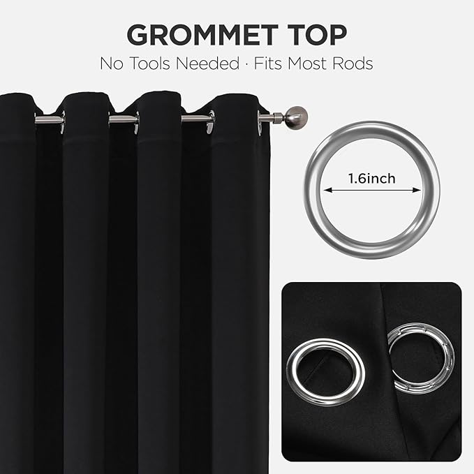 Joydeco Blackout Door Curtain for Doorway Privacy 96 Inches Long, Grommet - Image 9