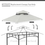 Grill Gazebo Replacement Top, 5 * 8 Outdoor BBQ Top Cover, Double Layer BBQ - Image 3