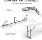 VINGLI 6 feet Plastic Folding Bench, Portable in/Outdoor Picnic Party Camping - Image 7