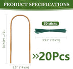 Bamboo Trellis, 20 Pack U-Hoop & U-Shape Garden Trellis - Image 3