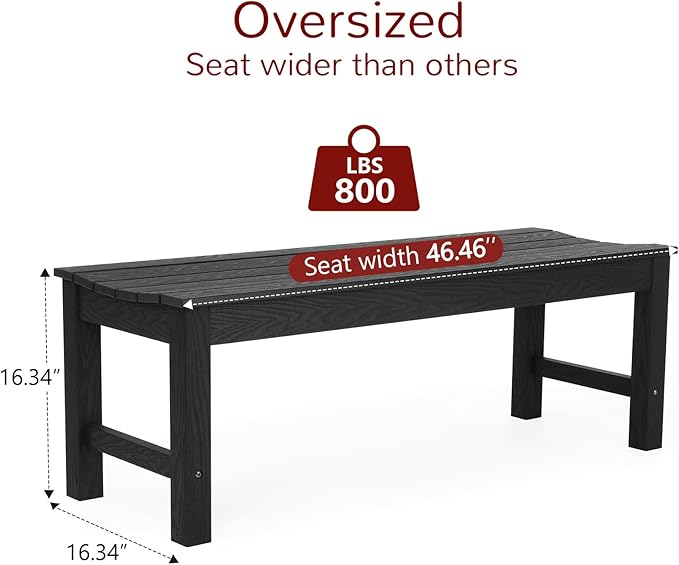 Stoog Outdoor Bench, 2-Person Outdoor Poly Lumber Backless Bench, Weatherproof - Image 3