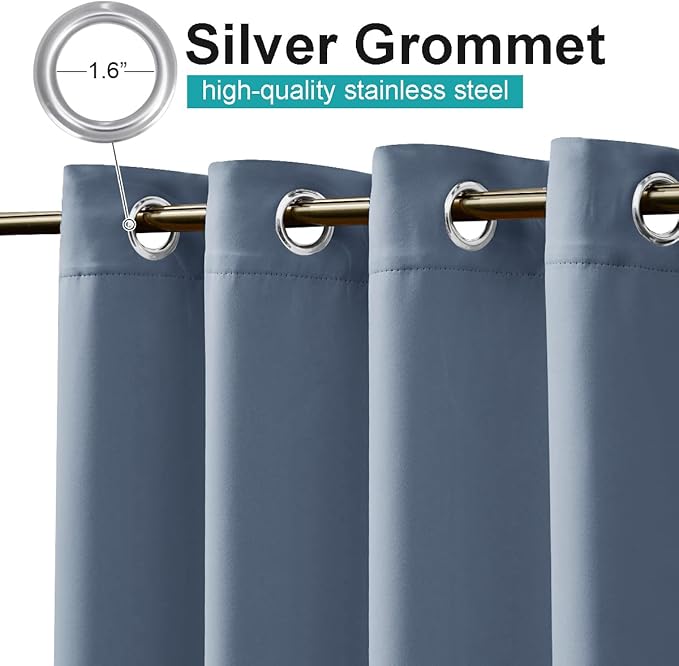 NICETOWN Outdoor Patio Curtain Waterproof, W52 x L72 inches, Stone Blue - Image 3