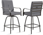 Patio Swivel Bar Stools Set of 2, Outdoor Bar Height Swivel Chairs by STRPRETTYBASIC