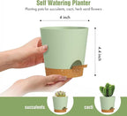 4 inch Self Watering Pots for Indoor Outdoor Plants, 6 Pack Plastic Flower - Image 2