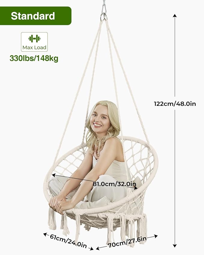 Greenstell Hammock Chair, Macrame Swing Chair - Image 5