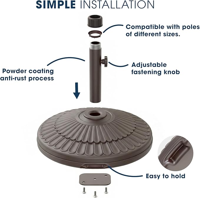 wikiwiki 80 Lbs HDPE Round Patio Umbrella Base, Weighted Umbrella Stands Fits - Image 4