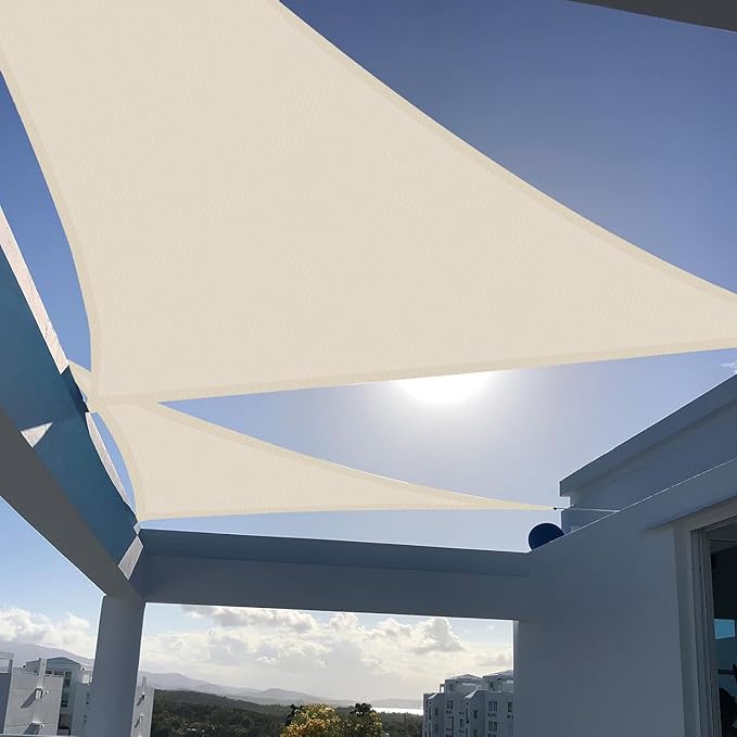 SUNNY GUARD Custom Size 15'x18'x18' Triangle Butter Cream UV Block Sunshade by SUNNYGUARD