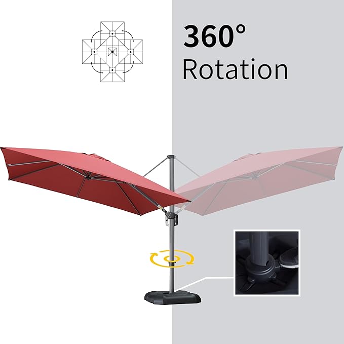 PURPLE LEAF 9' X 11.5' Square Cantilever Umbrella Patio Umbrella - Image 5