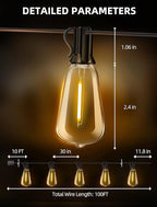 Outdoor Patio String Lights 100ft: ST38 LED Shatterproof Bulbs 3 Modes Button - Image 7