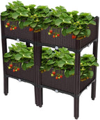 VINGLI Square Raised Garden Bed, Self-Watering Plastic Planter by VINGLI