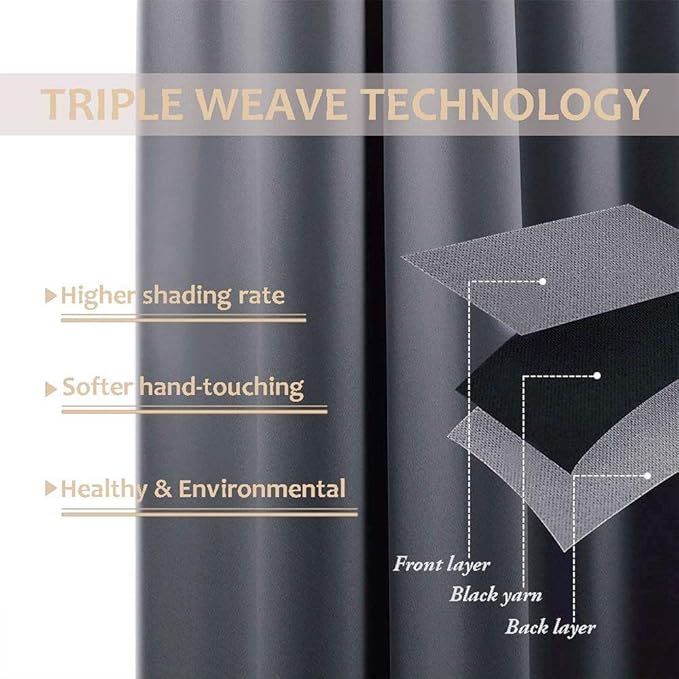 NICETOWN Outdoor Curtains for Patio W100 x L108 inch 2 Pieces, Sun Blocking - Image 5