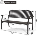 52" Outdoor Bench Weatherproof, Rust-Resistant Aluminum Metal Patio Garden Bench - Image 2