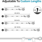 Silver Curtain Rods for Windows 48 to 84, 2 Pack 5/8 Inch Black Heavy Duty - Image 5