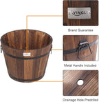VINGLI 3 PCS Large Wooden Planter Barrel Set, 11.5"- 18" Real Wood - Image 4