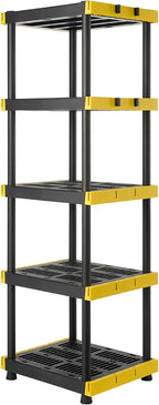 BLACK & YELLOW 5-Tier Heavy Duty Plastic Storage Shelving Unit, 5 Shelves by BLACK+%26+YELLOW