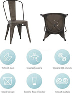 Nazhura Metal Dining Chair Farmhouse Tolix Style - Image 3