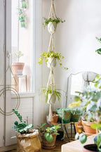 Mkono Macrame Plant Hanger 3 Tier Indoor Outdoor Hanging Planter Basket Cotton - Image 2