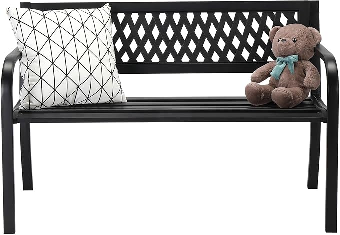 VINGLI 47'' Outdoor Bench, Weather Resistant Garden Patio Bench Powder Coated by VINGLI