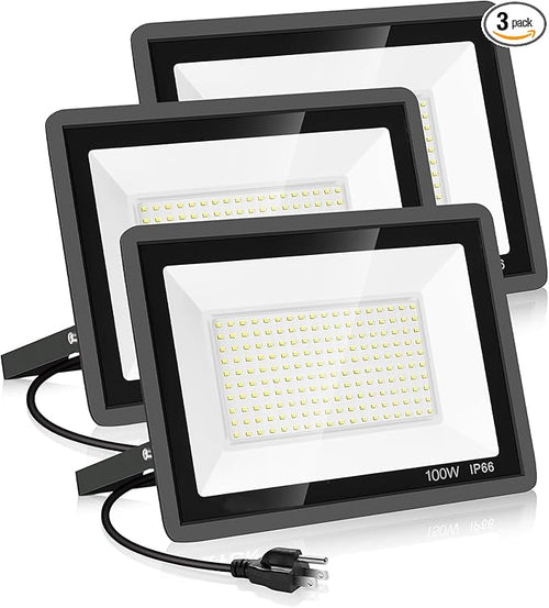 3 Pack 100W Led Flood Lights Outdoor, Super Bright 11600LM Security Lights by YANYCN