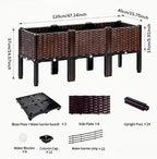 CloudDream 3Piece Brown Raised Garden Box Set, Flowers & Succulents. - Image 3