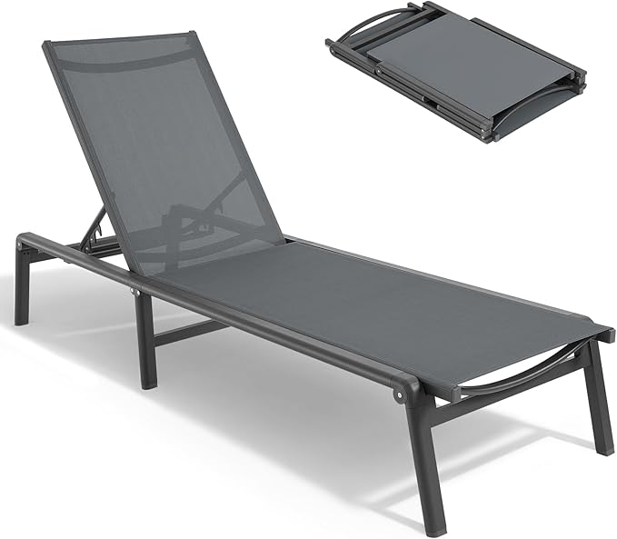 ONBRILL Aluminum Chaise Lounge Chair Outdoor, Foldable & Assembly Free Outdoor - Image 9