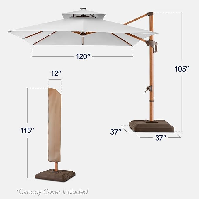 Best Choice Products 10ft Square Cantilever Patio Umbrella w/Base Included - Image 2