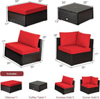 Tangkula 6 Piece Patio Furniture Set, Outdoor Deck Lawn Backyard Sectional Sofa - Image 5