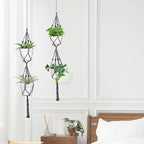 Belit 2 Pack Double Macrame Plant Hangers 2 Tier Hanging Planter Basket - Image 2