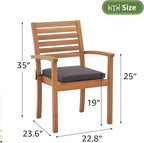 OC Orange-Casual Stackable Patio Dining Chairs Set of 6, Outdoor Acacia Wooden - Image 3
