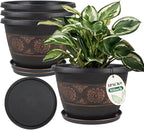 4 Pack 10 inch Plant Pots, Retro Pattern Planters by Usocik