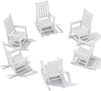 SERWALL HDPE Outdoor Rocking Chair Set of 6, Patio Rocking Chairs by SERWALL
