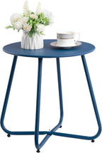 HollyHOME Round Metal Side Table, Rust-Resistant Patio Small Plant Stand by HollyHOME