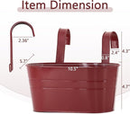 3 Pack Metal Railing Planters, 10.5" Oval Hanging Flower Pots - Image 2