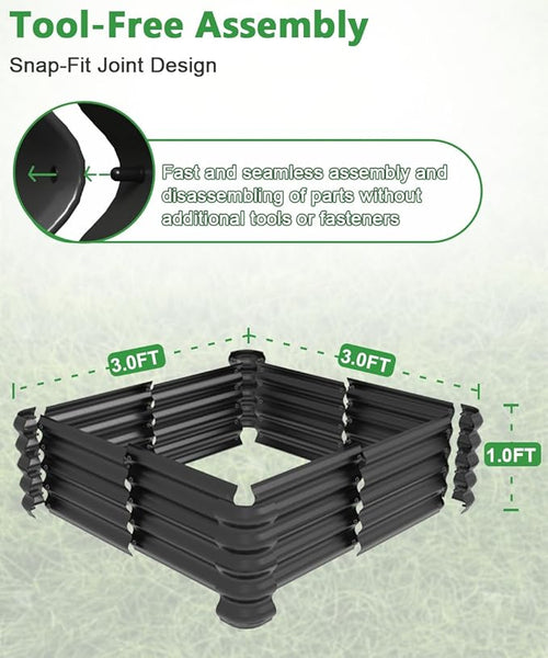 3.0x3.0x1.0ft Raised Garden Bed Kit, Rustproof PP Material Garden Box, Flower - Image 2