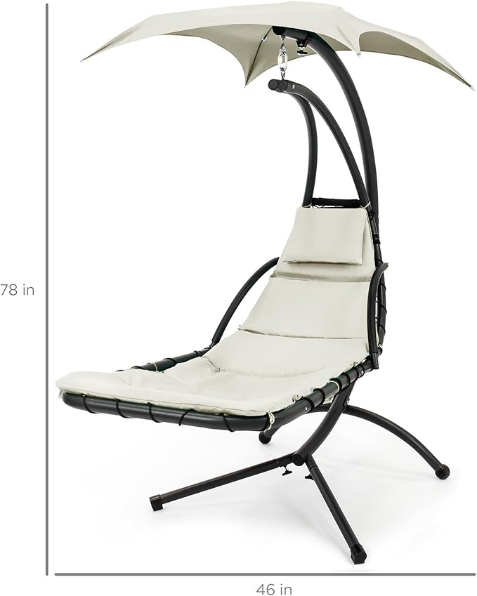 Best Choice Products Outdoor Hanging Curved Steel Chaise Lounge Chair Swing - Image 2