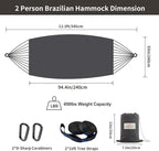 Brazilian Double Hammock with Tree Straps, Extra Large 94x63IN, 2 Persons - Image 3