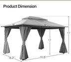 LAUSAINT HOME Semi-Permanent Outdoor Patio Gazebo 10'x13', Heavy Duty Party - Image 3