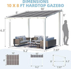 AECOJOY 10' x 8' Pergolas and Gazebos on Clearance in White, Large Wall Mounted - Image 3