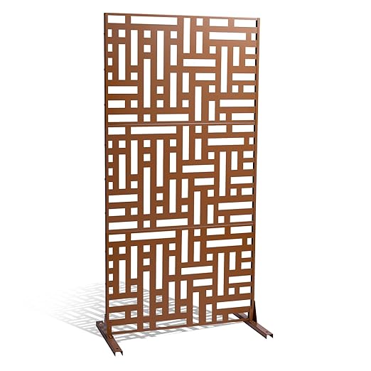 VEVOR Metal Privacy Screen, Outdoor Privacy Screens 3-Panel, Freestanding - Image 10