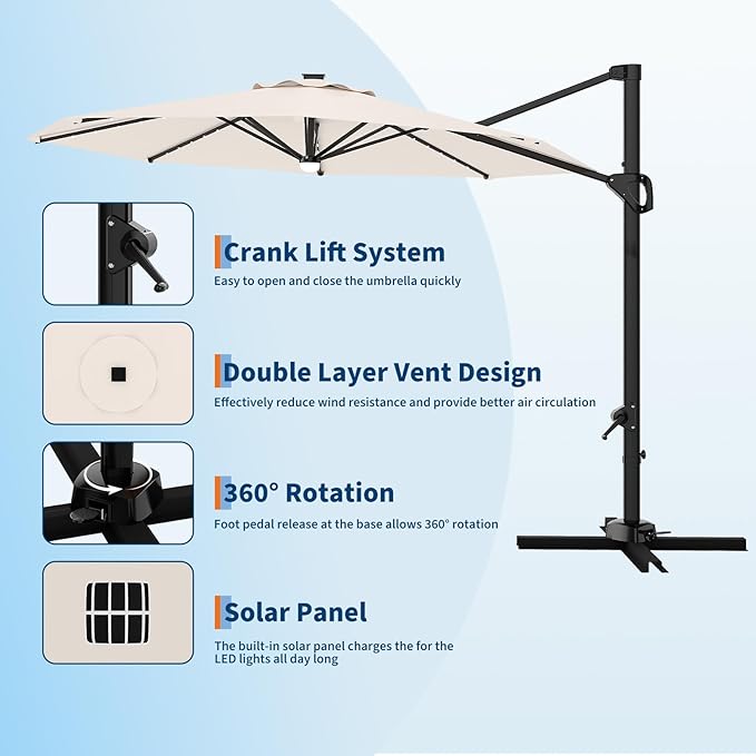Garvee 10 ft Cantilever Patio Umbrella - Image 3