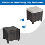 Tangkula 2 Pieces Outdoor Patio Ottoman, All Weather Rattan Wicker Ottoman Seat - Image 10