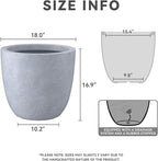 Kante 18 Inch Dia Round Concrete Planter, Indoor Outdoor Large Plant Pot - Image 4