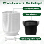 T4U 7 Inch Self Watering Pots for Indoor Plants, 4 Pack Plant Pots, Self - Image 6
