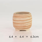 Sun-E 6 in Set 7.6 cm Ceramic Wooden Pattern Succulent Plant Pot Cactus Plant - Image 4