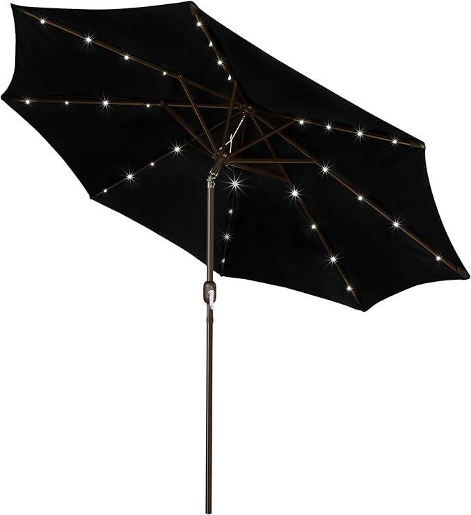 Blissun 9 ft Solar Umbrella, 32 LED Lighted Patio Umbrella, Table Market by Blissun