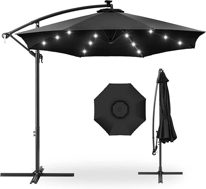 Best Choice Products 10ft Solar LED Offset Cantilever Hanging Market Patio by BestChoiceProducts