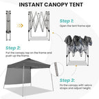 Canopy Tent, 10X10 FT Pop Up Canopy Outdoor Tent Slant Legs - Image 2