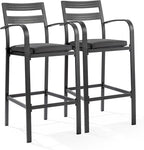 VINGLI Outdoor Bar Stools Set of 2, All-Weather Bar Height Aluminum Stools by VINGLI