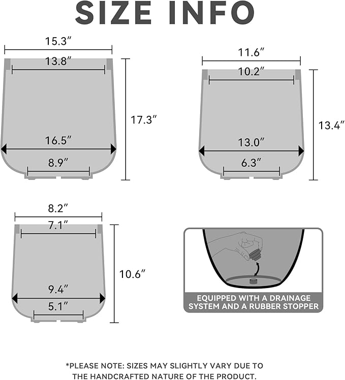 Kante 15.3"+11.6"+8.2" Dia Round Concrete Planter, Large Outdoor Indoor Planter - Image 2